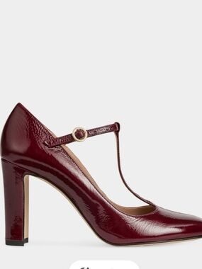 LK Bennett Burgundy Patent T‑Bar Pumps